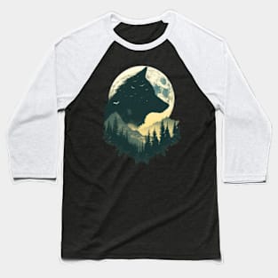 Panning Journey Survival Black Wolf Baseball T-Shirt